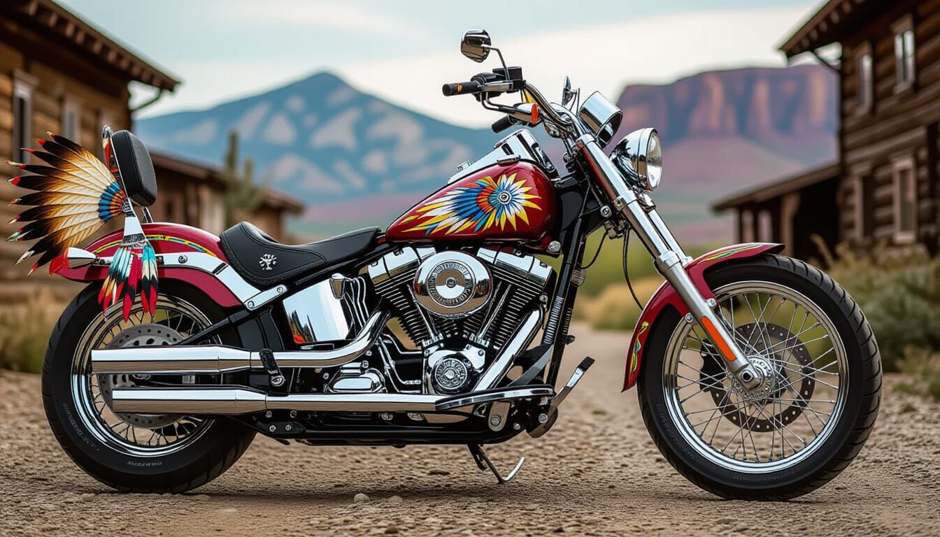Native American Themed Custom Chopper in HDR