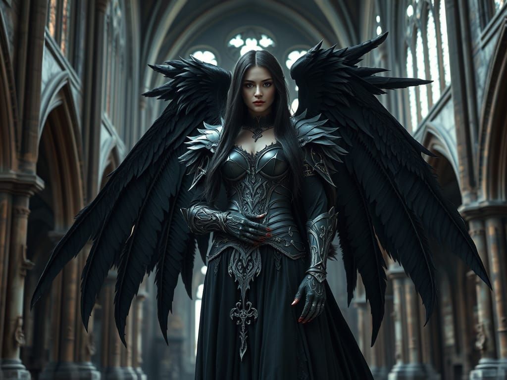 Goddess of Death in Dark Fantasy Gothic Cathedral
