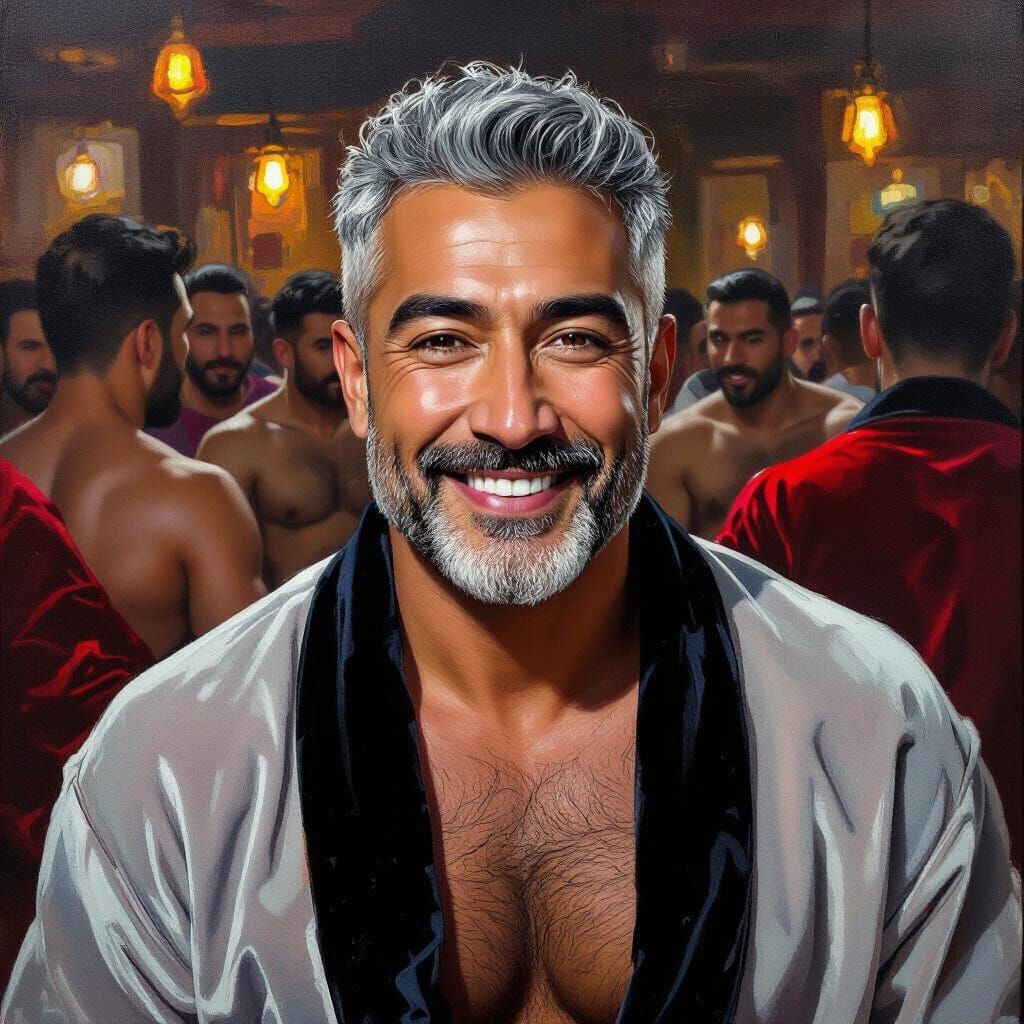 Impressionist Portrait of a Smiling Man in Velvet Robe
