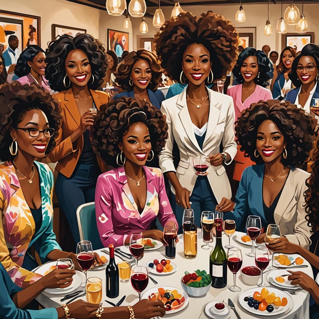 Trendy Women Enjoying Sip and Paint Event