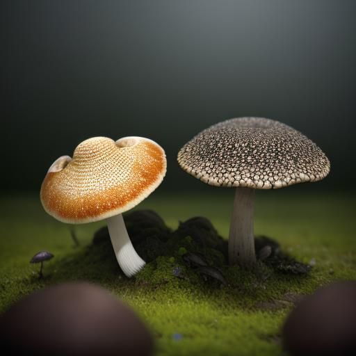 Hyperrealistic Mushroom Spawning in Vibrant Nature