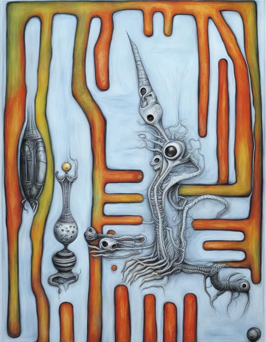 Gothic Biomechanical Fusion in Dark Surrealism