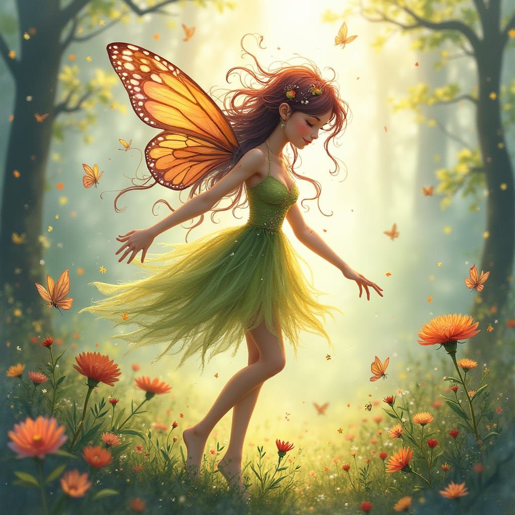 A mischievous forest fairy