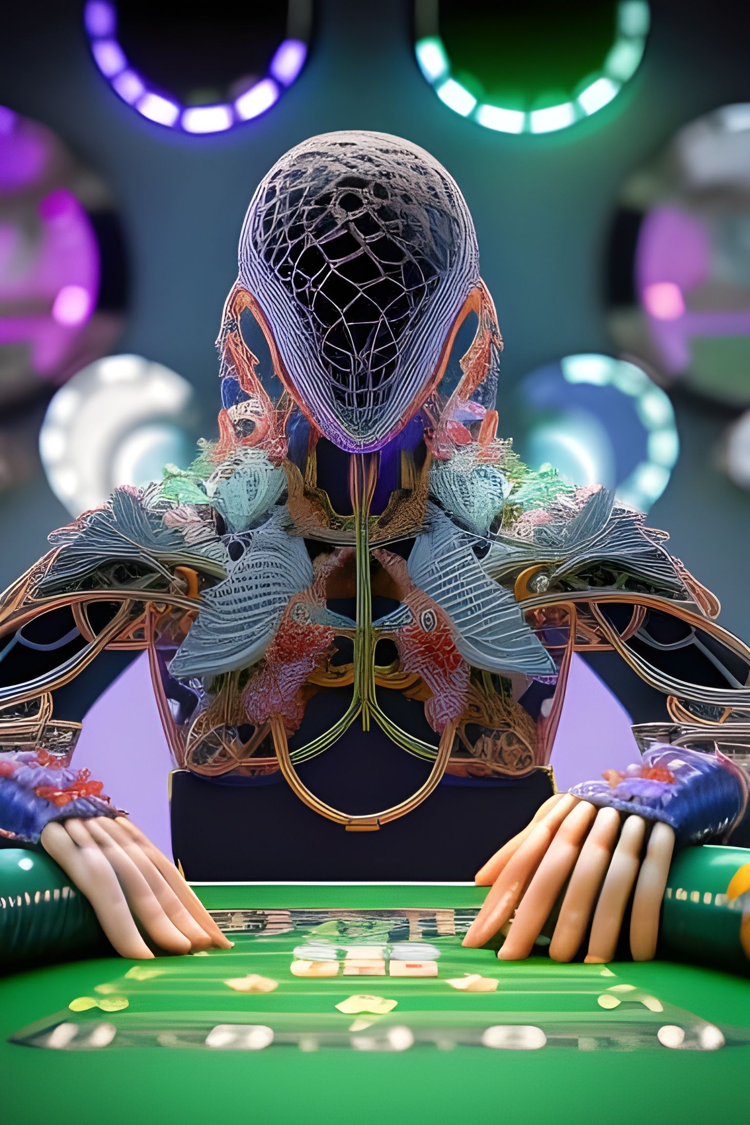 Cyborg Poker Player in Detailed 3D Render