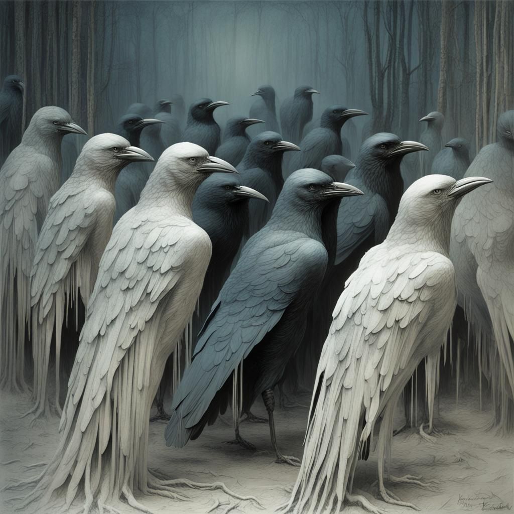 CT Scan Murder of Crows in Steel and Silk