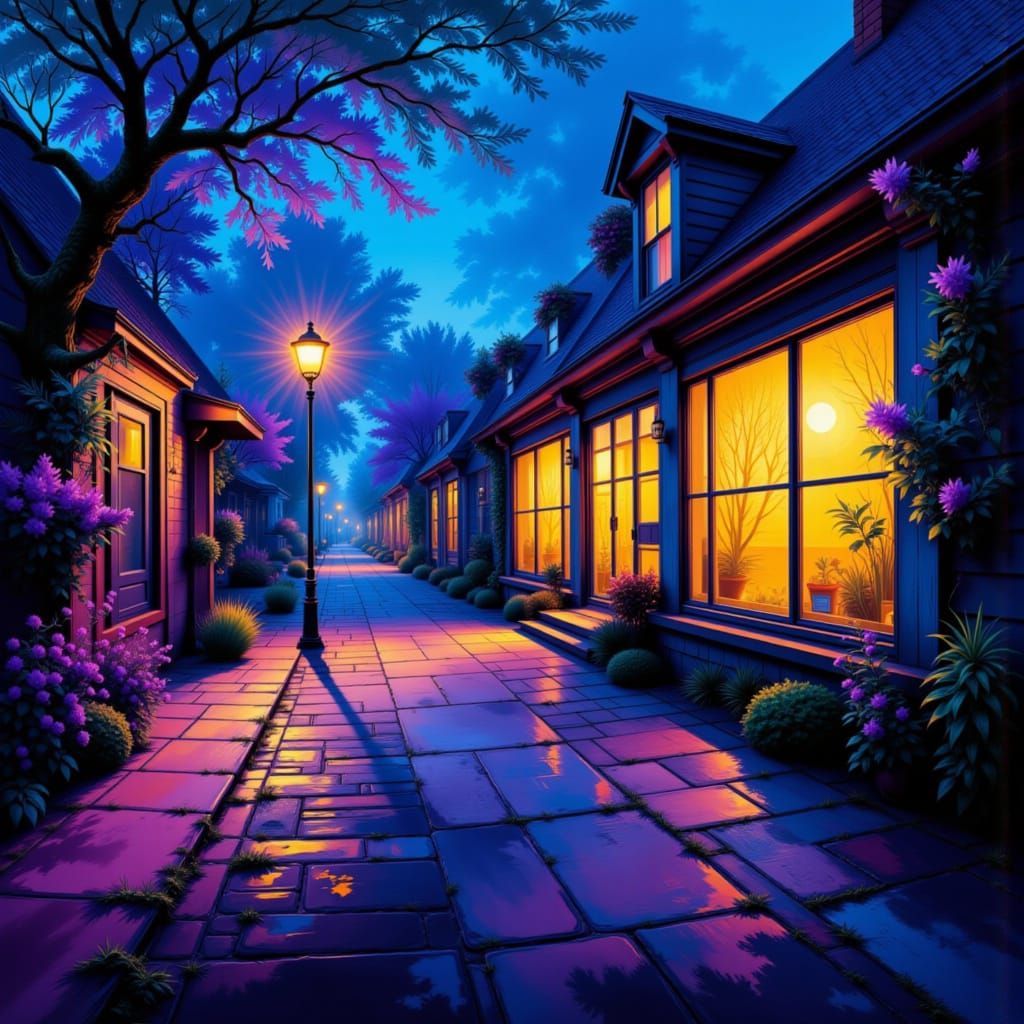 Moody Abstract Night Scene With Neon Accents