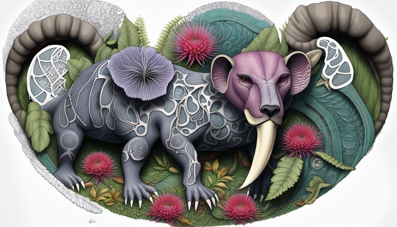 Australian Fractal Fauna with 3D Shading and Zentangle