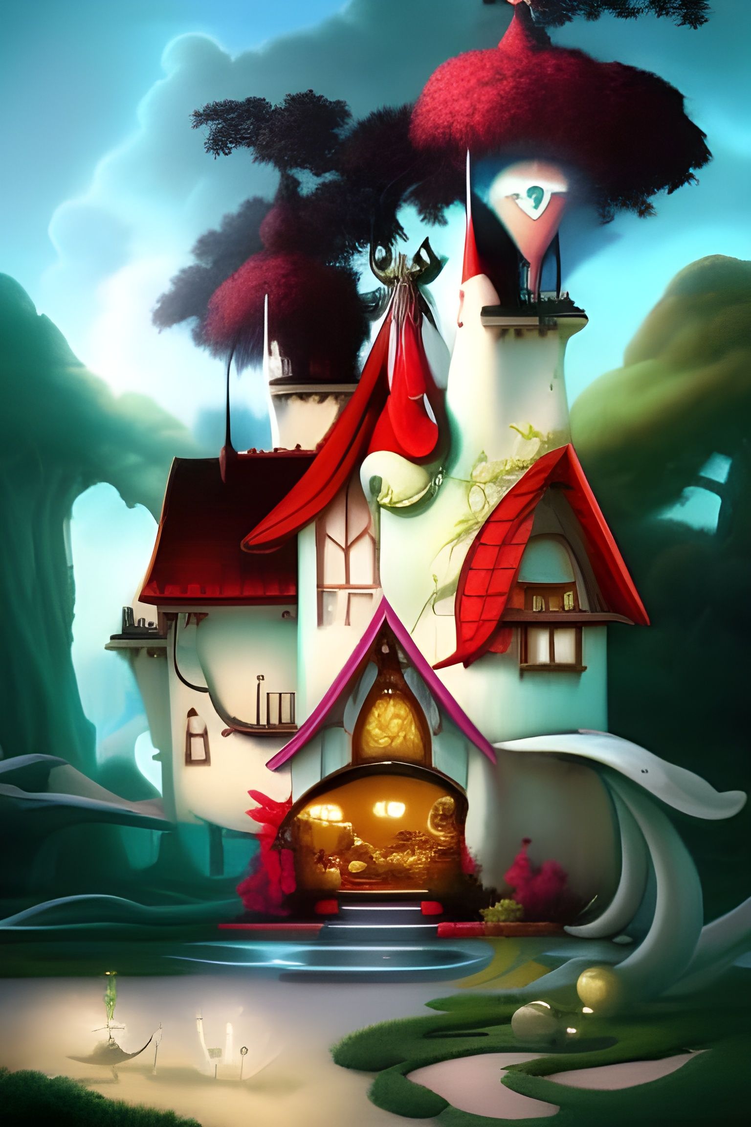 Whimsical Surreal House in Vibrant Colors