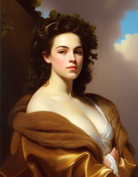 Portrait of a Beautiful Young Woman in Classical Style