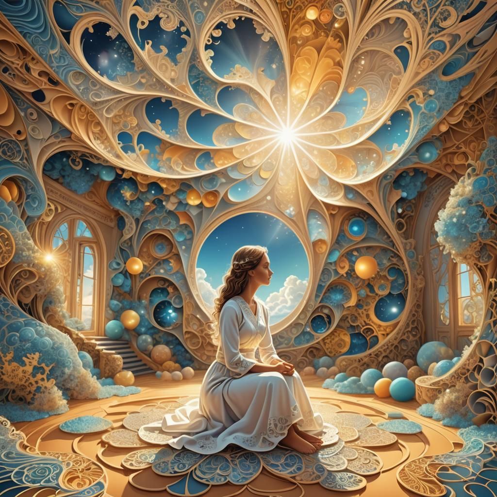 Woman Healing Inner Child: Abstract Vector Art