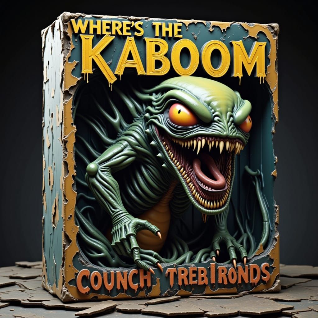 Dark Energy Monster Action Figure Box in Retro-Futuristic St...