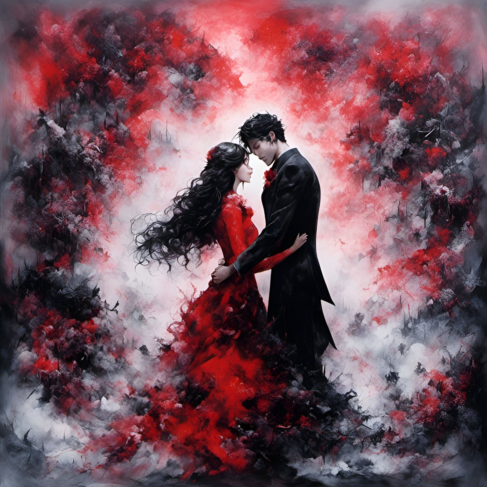 Demonic Wedding in Snowy Cherry Blossoms