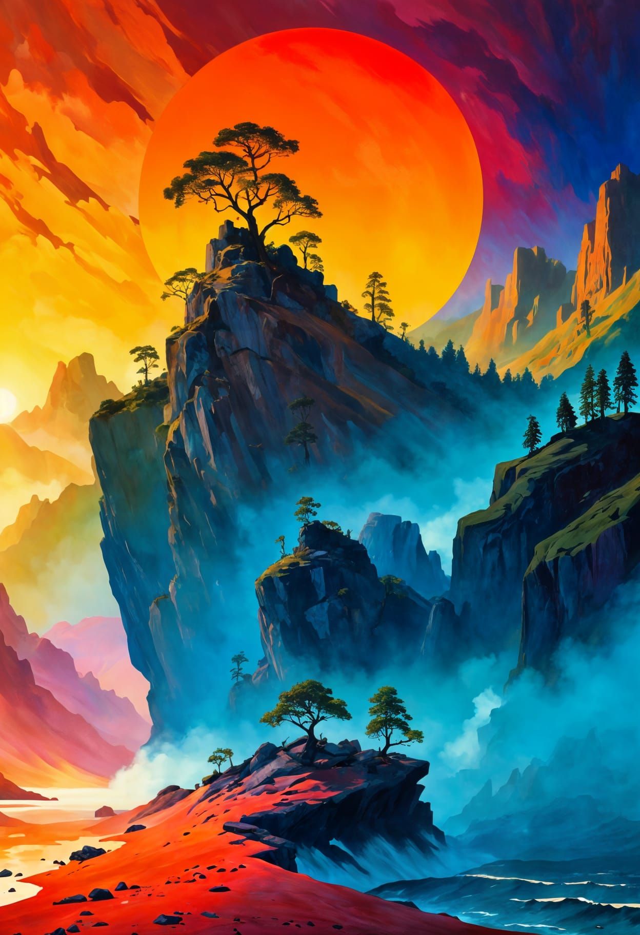 Romantic Landscape with Dramatic Lighting