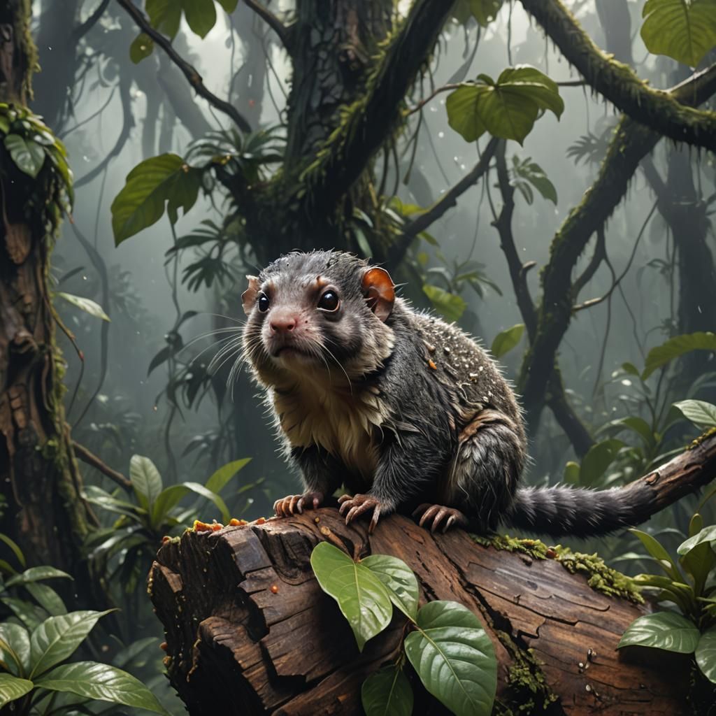 Marmoset in Rainforest: Hyperrealistic Concept Art