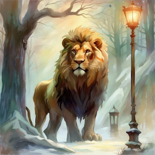 Regal Golden Lion Head Portrait