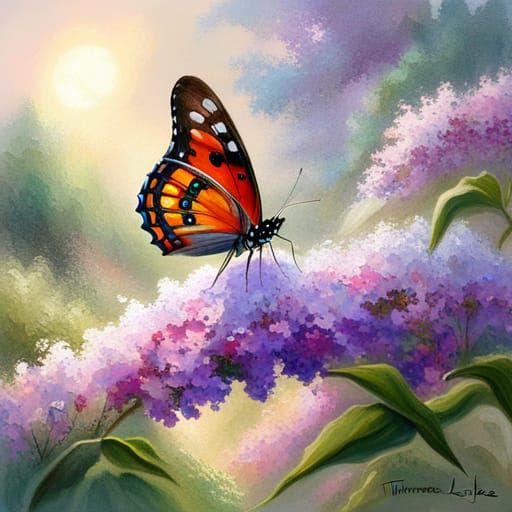Butterfly on Buddleja in Luminous Style