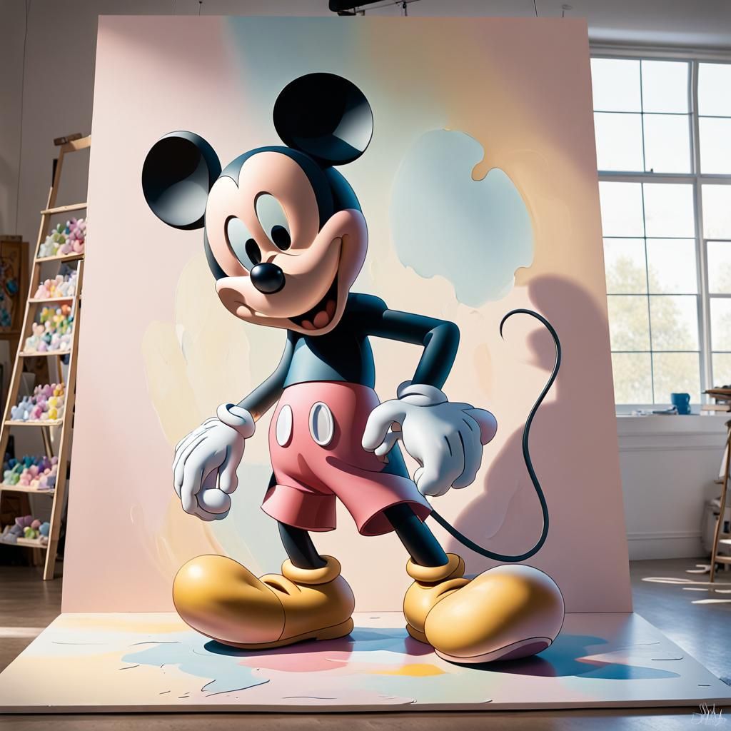 Mickey Mouse Emerges from 3D Pastel Painting