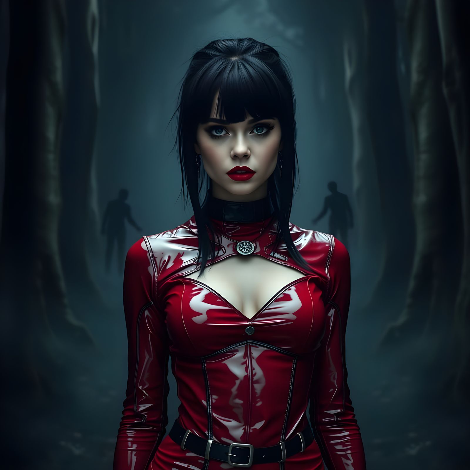 Gothic Little Red Riding Hood in Dark Forest Glory