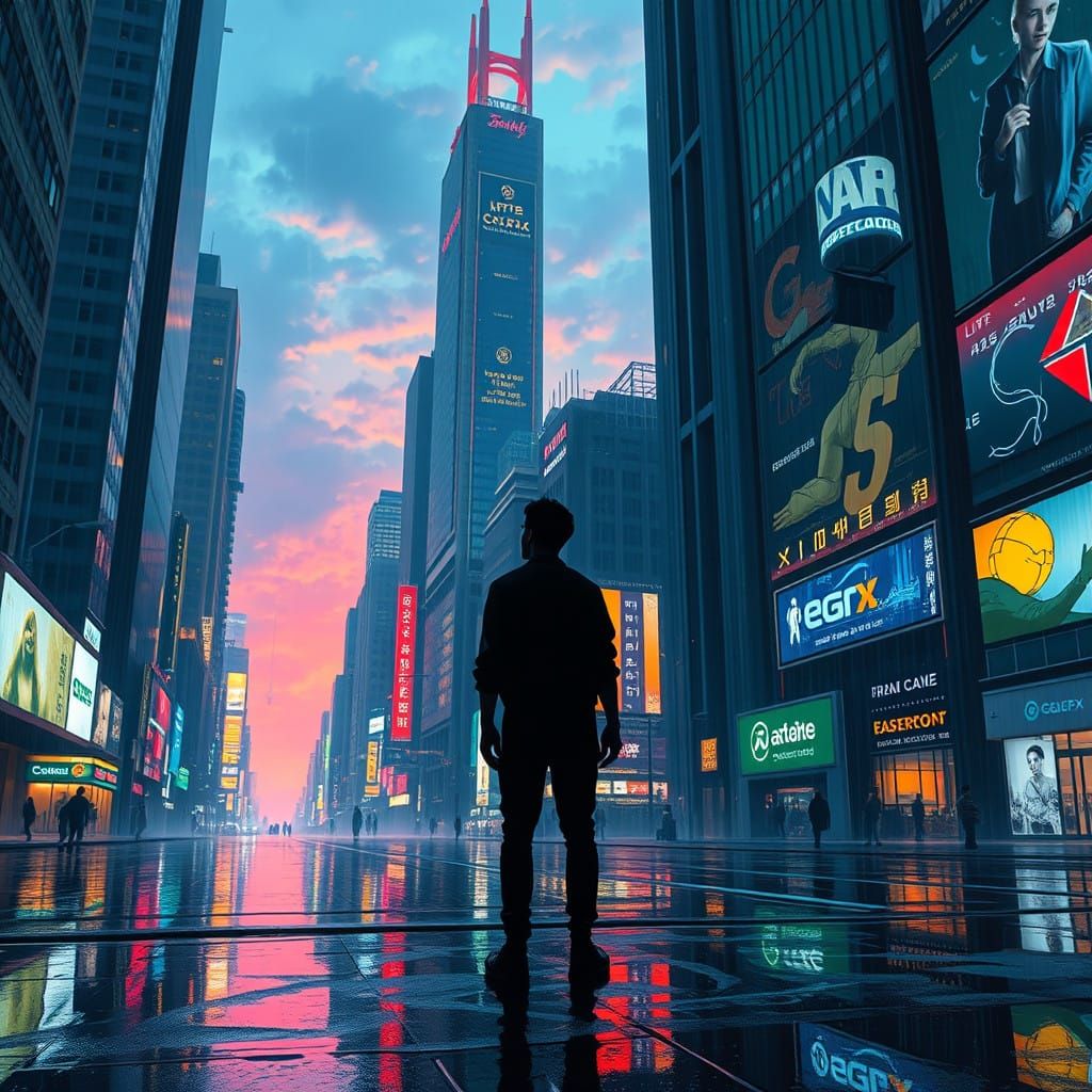 Neo-Tokyo Horizon in Cyberpunk Dreamscape