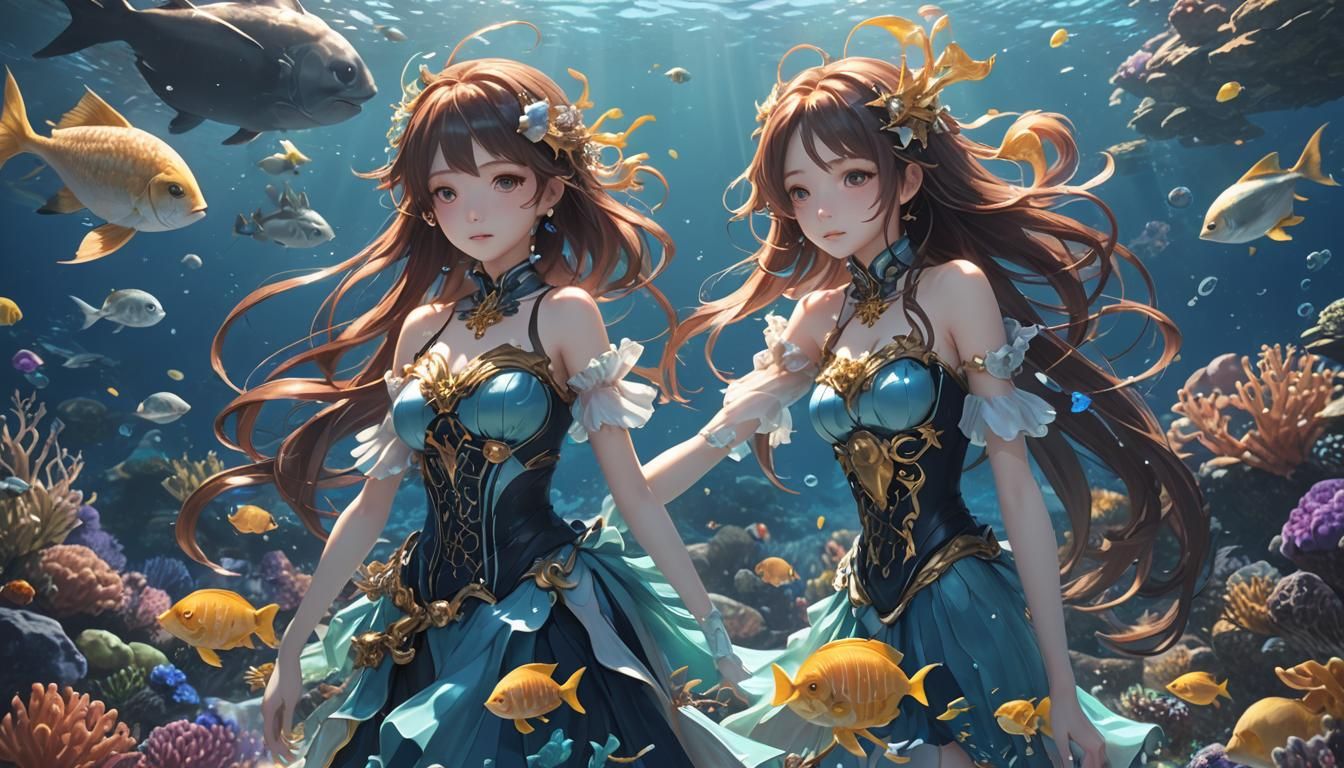Vibrant Undersea Scene in 3D Anime Style
