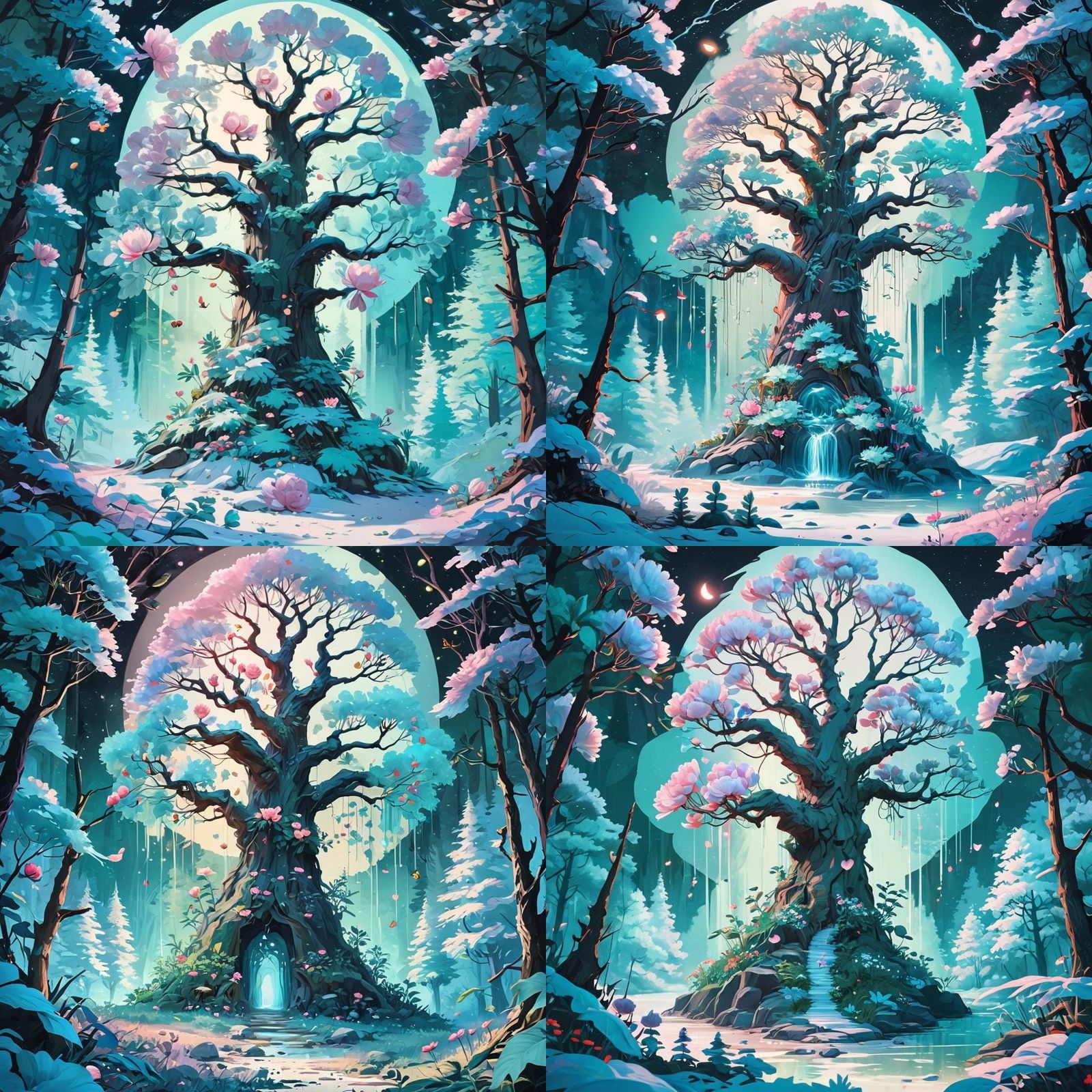 Peony in Enchanted Forest: Pastel Digital Art