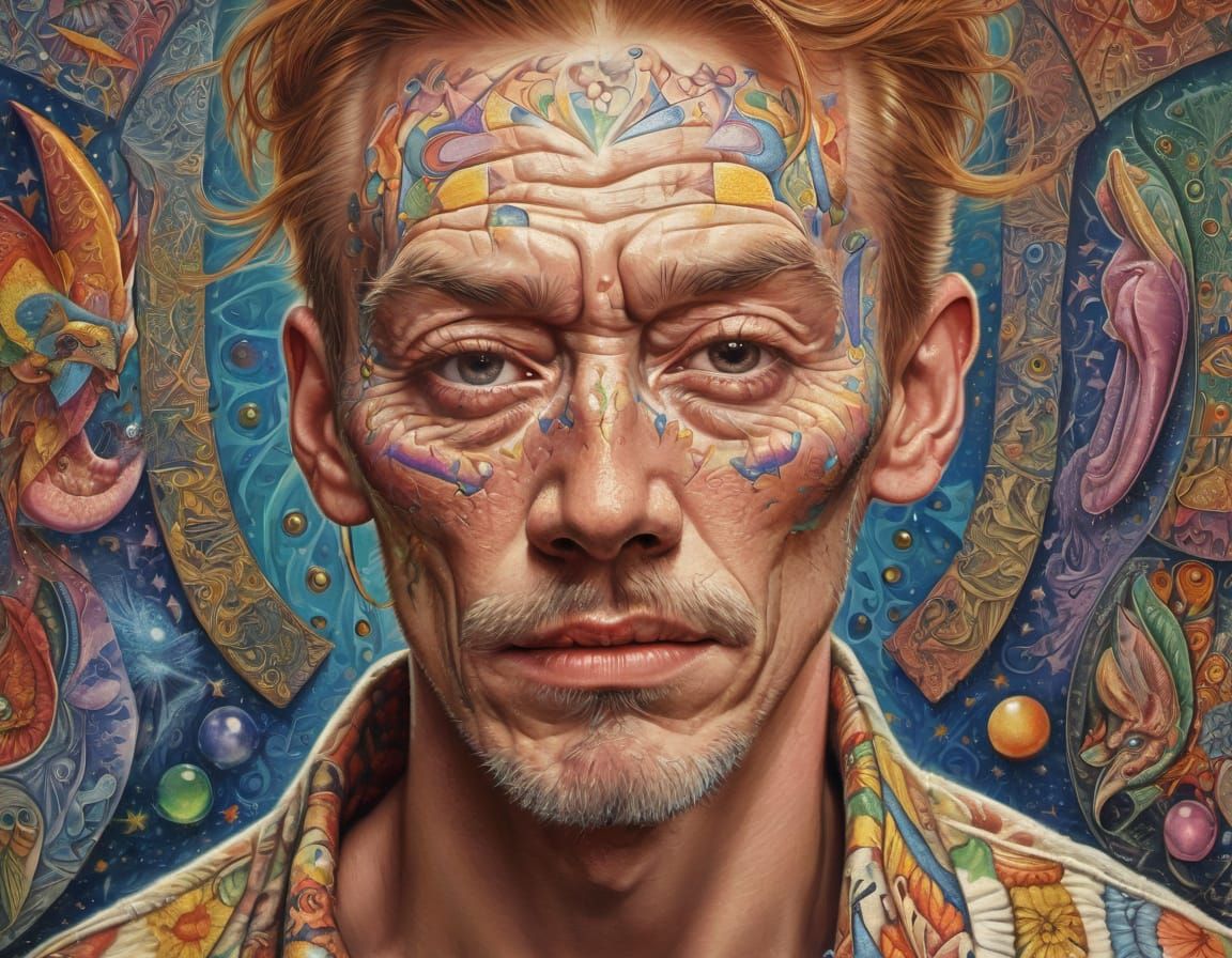 Abstract Portrait in Op Art Style