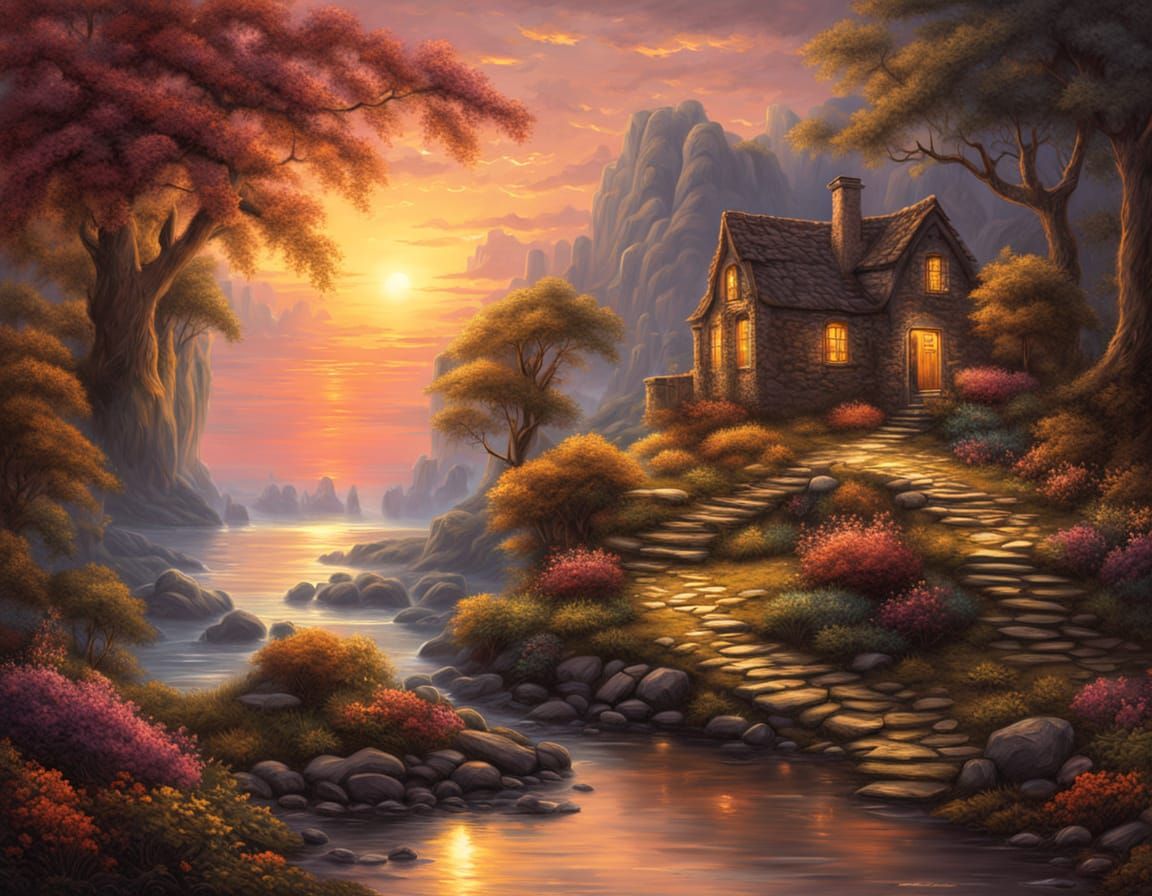 Ethereal Cosmic Doorway in Romantic Oil Painting Style