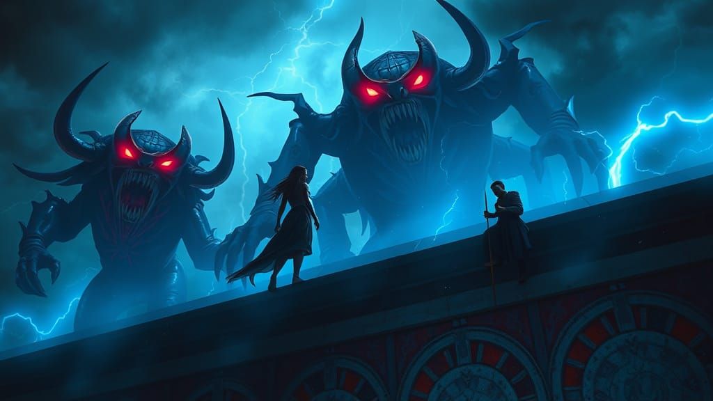 Shadow Creatures Assaulting Barrier in High-Action Fantasy S...