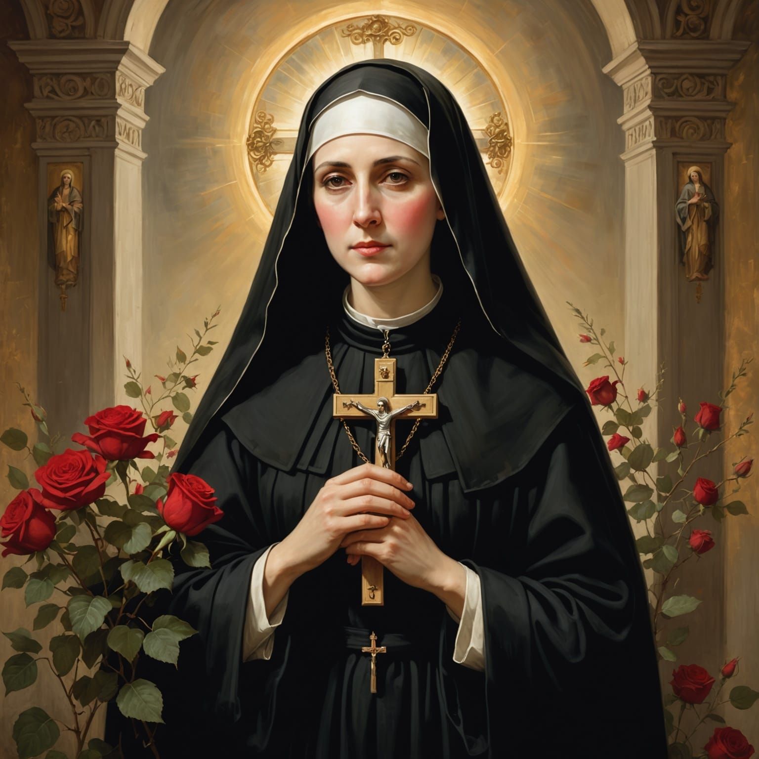 Saint Rita Portrait in Classical Religious Art Style