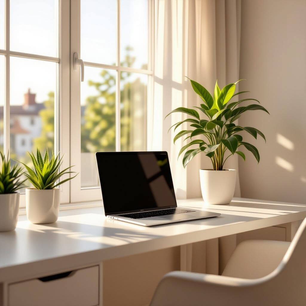 Minimalist Workspace in Pastel Tones