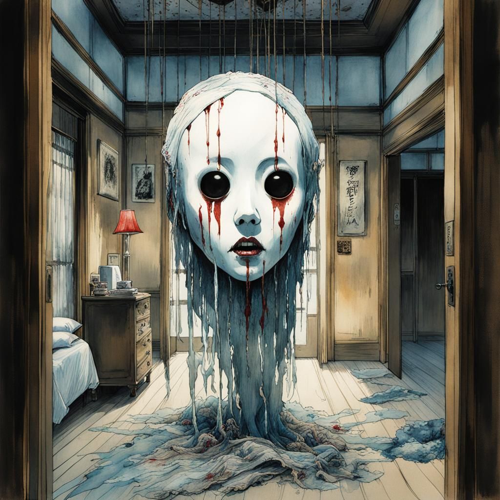 Macabre Cronenberg Monster in Studio Ghibli Style