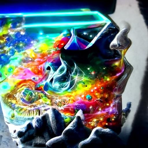 Holographic Astral Cosmic Illustration in Mixed Media