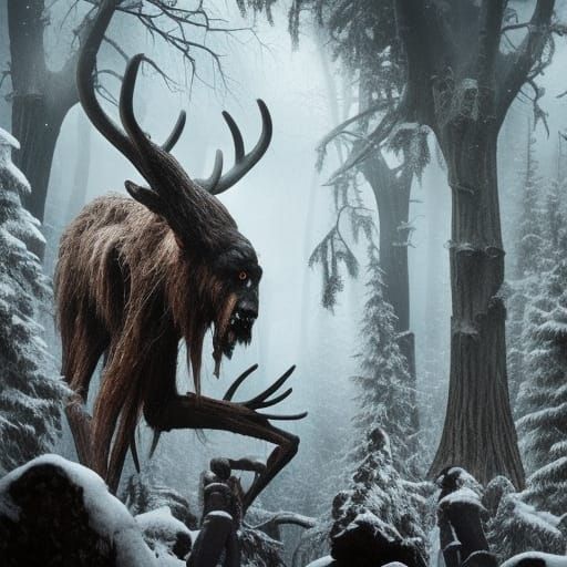 Eerie Wendigo in a Dramatic Digital Painting