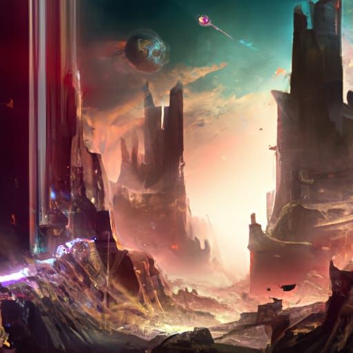 Epic Galactic Landscape Digital Matte Painting