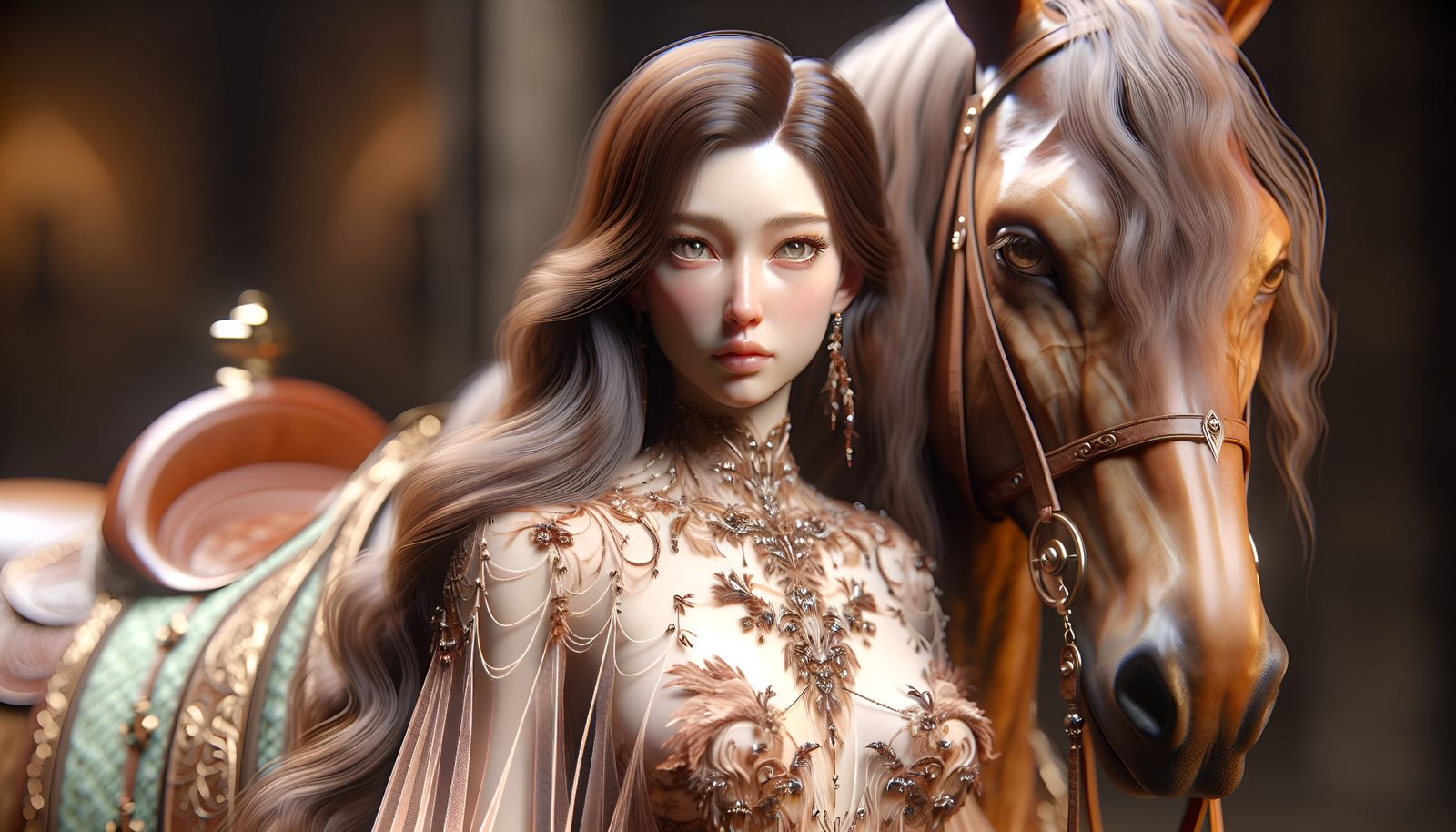 beautiful woman with horse