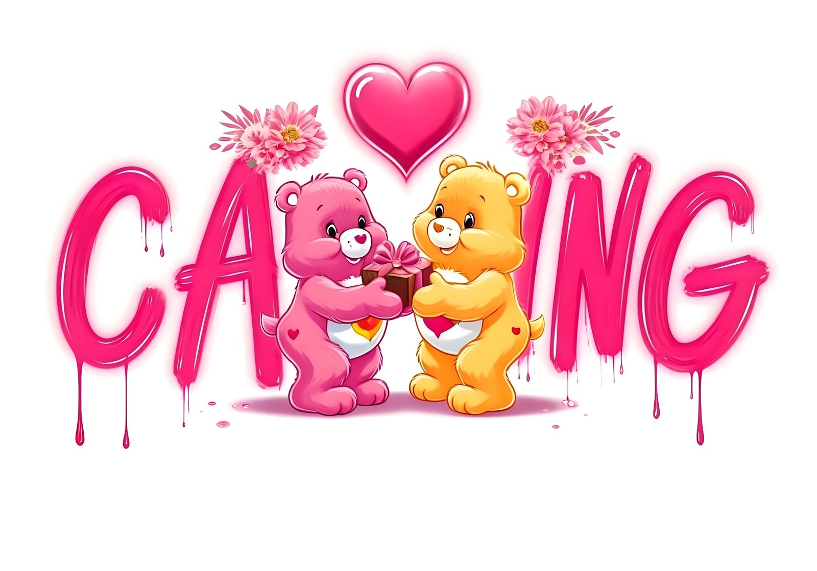 Vibrant Care Bears Airbrush Art Celebrates Friendship
