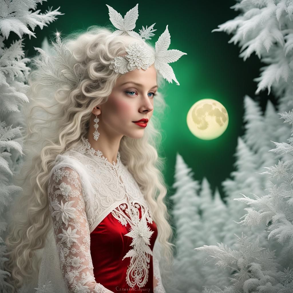 Christmas Fairy Portrait in Whimsical Style