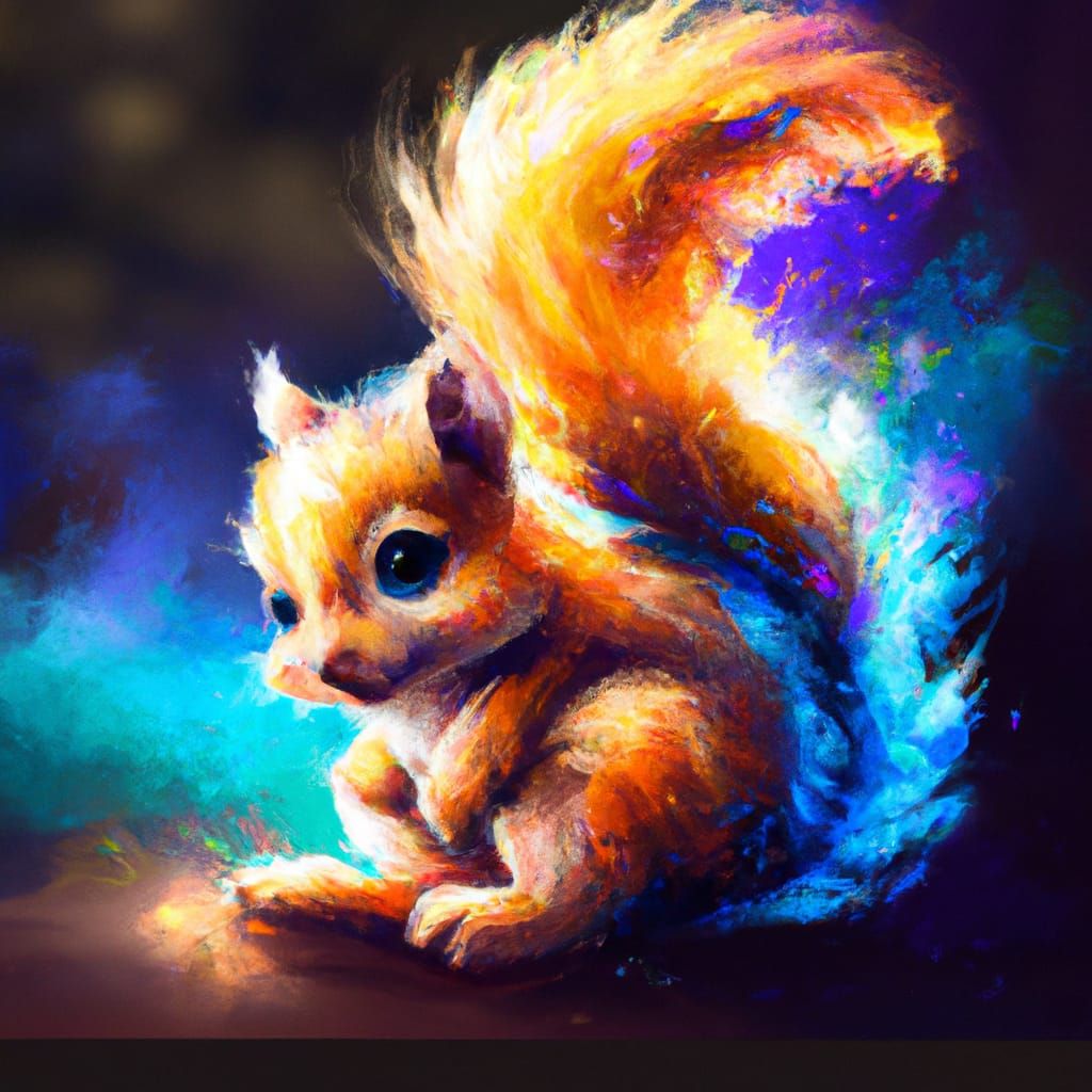 Adorable Chibi Squirrel Portrait in Digital Art Style