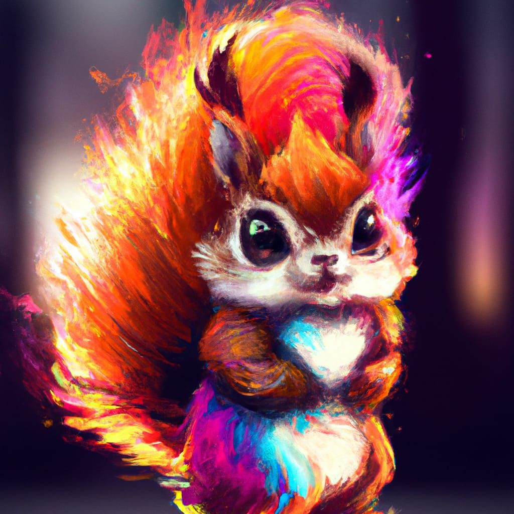 Adorable Chibi Squirrel Portrait in Digital Art Style