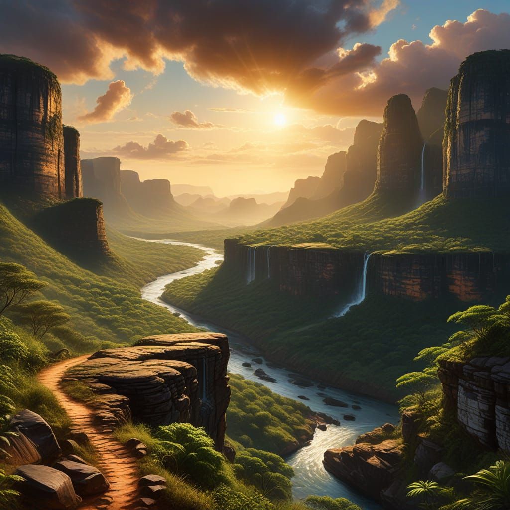 Majestic Chapada Diamantina Landscape in Brazilian Modernist...