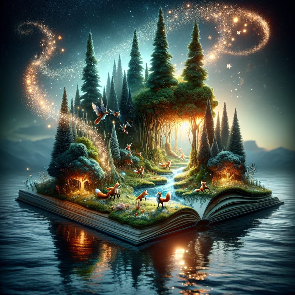 Enchanting Miniature Forest Emerging from Book