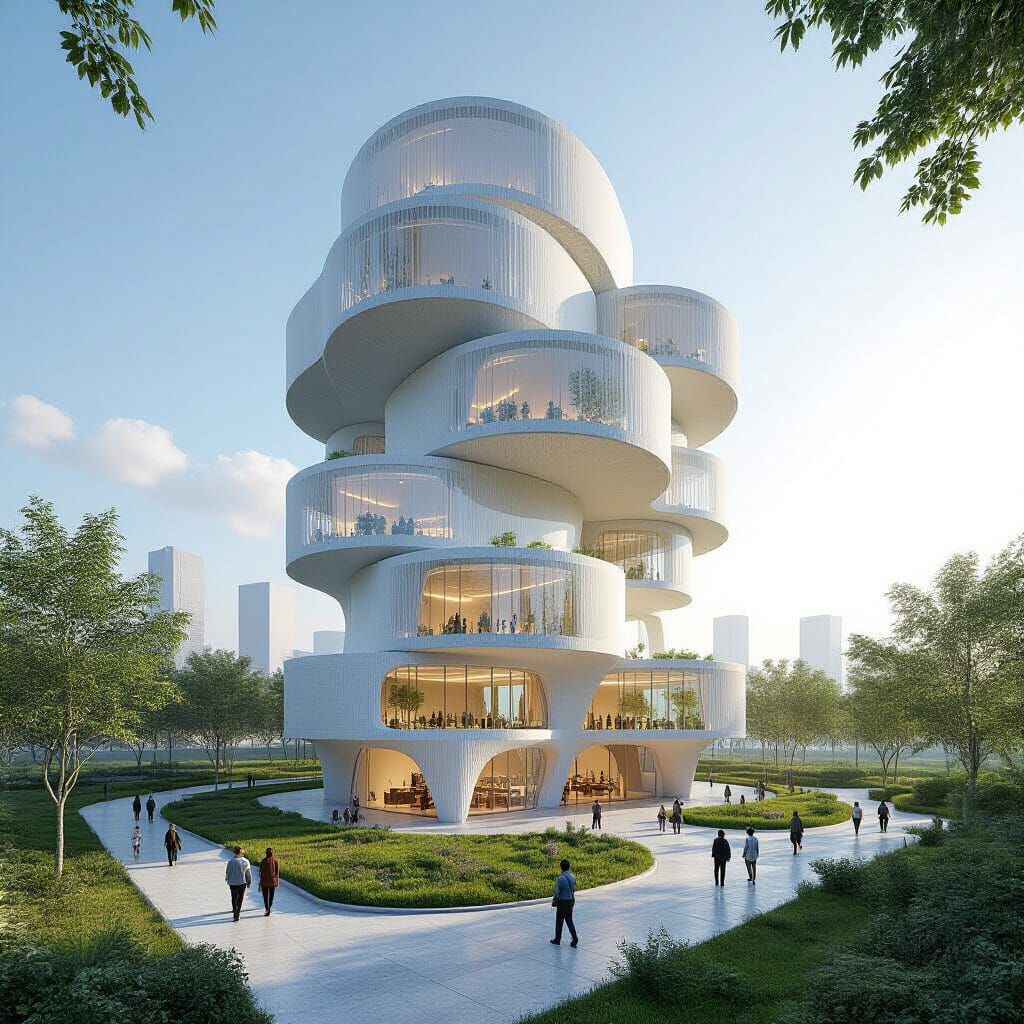 Futuristic Organic Office Complex in Zaha Hadid Style