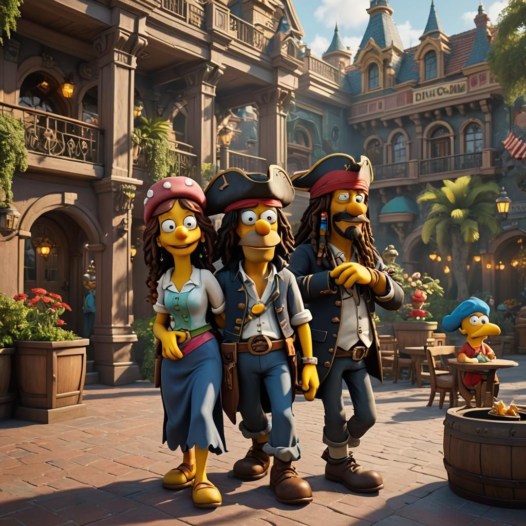 Simpsons Visit Disneyland in 3D Game Style