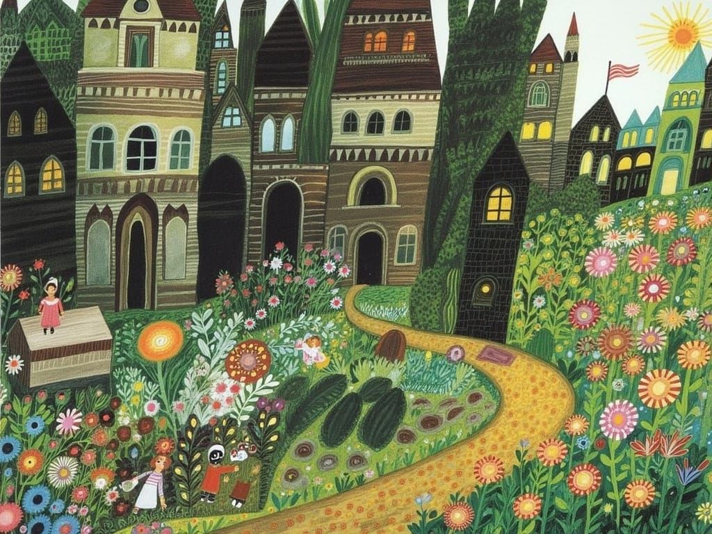 Whimsical Garden Blooms in Shadowy Backyard