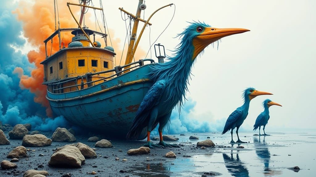 Abandoned Post-Apocalyptic Harbor in Muted Colors