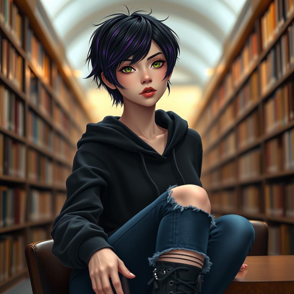 Semi-Realistic Anime Portrait of a Confident Young Woman