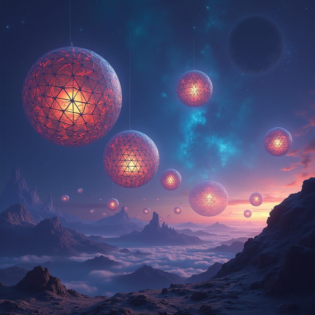 Futuristic Geodesic Domes in Celestial Expanse