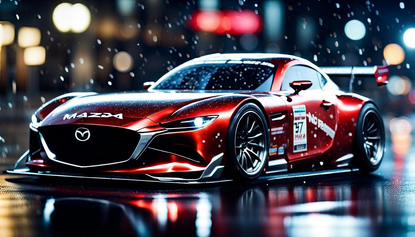 Futuristic Mazda RX-9 Races Through Neon City