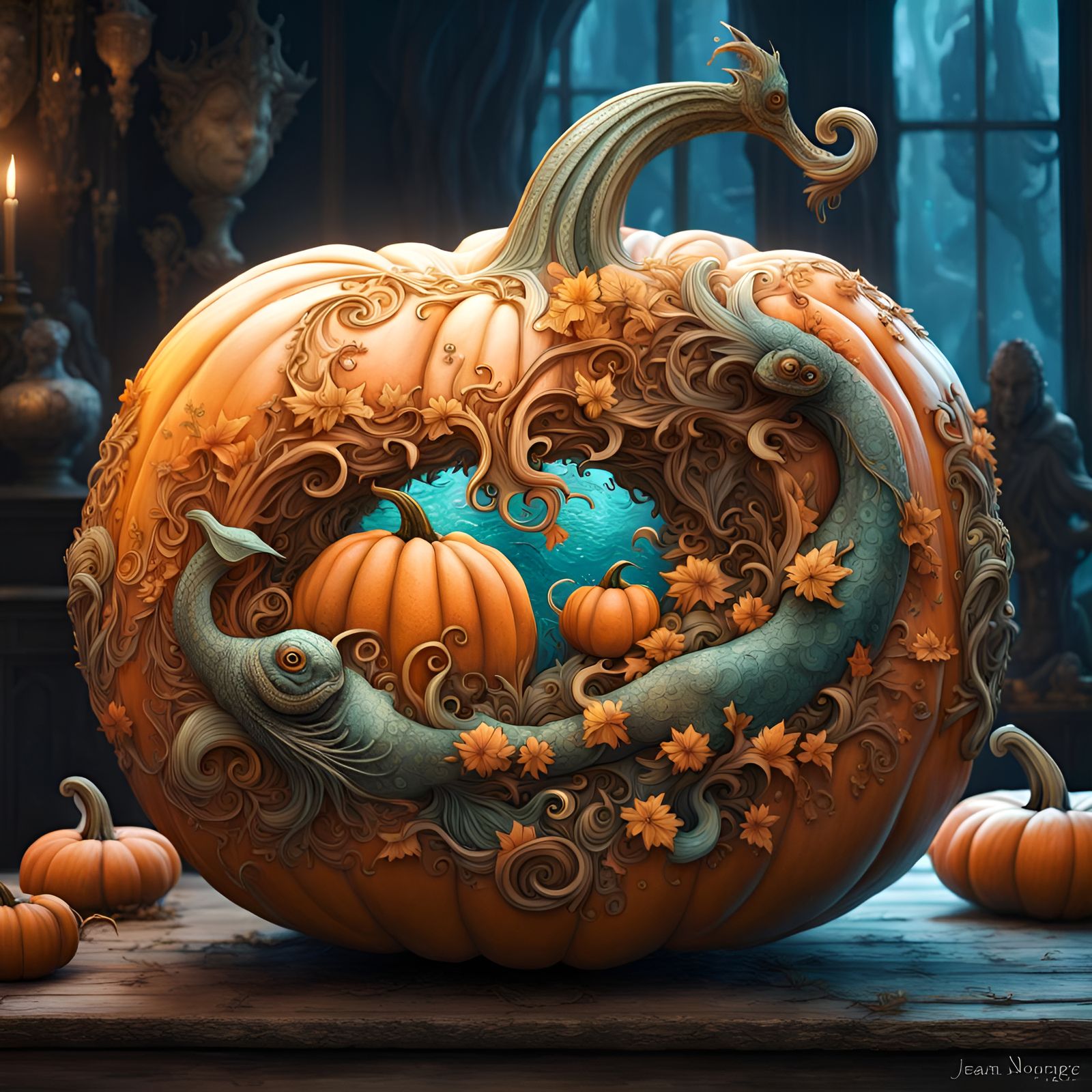 Pumpkin Carving With a Magical Ocean (2/2) - Please Follow :-)