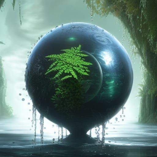 Plant Life in Nested Orbs: Detailed Matte Painting